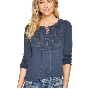 Lucky Brand Womens Lace-Up Thermal Top, Small